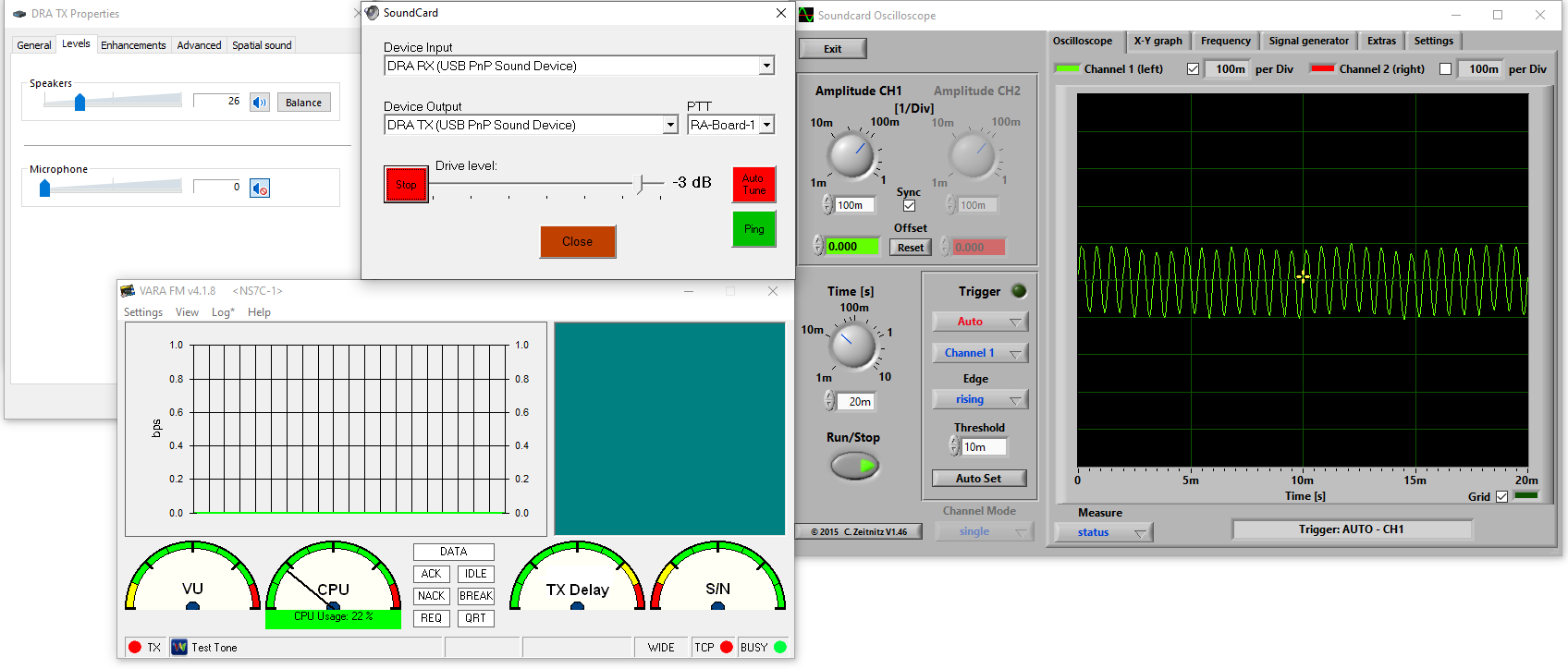 Basic setting of audio levels in VARA.